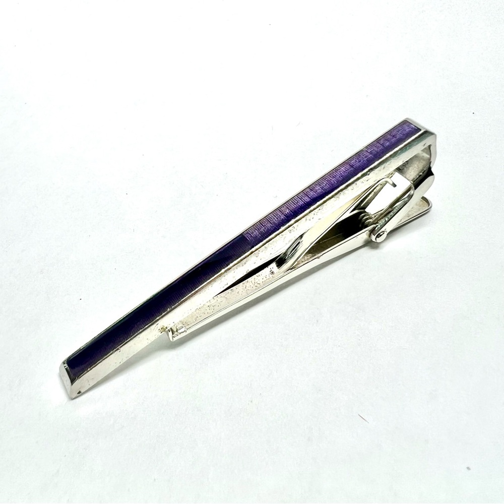 KENZO Silver Tone Purple Enamel Tie Clip Tack
